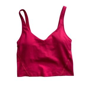 Gilly Hicks Go Recharge Pink V‎ Neck Sports Bra Tank Top Crop Size S